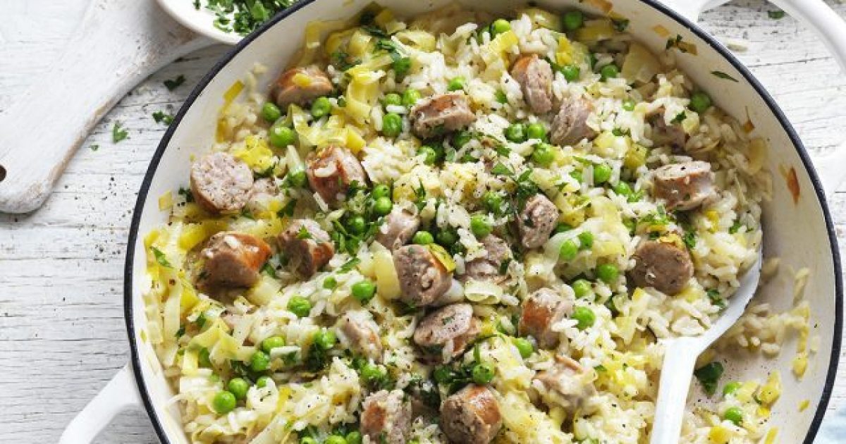 Pork Sausage and Pea Oven Baked Risotto - Ziggys