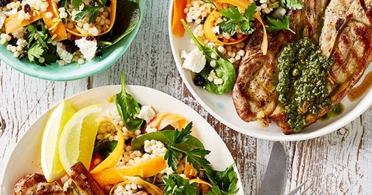 Barbecued Lamb Chops with Pesto and Cous Cous Salad - Ziggys